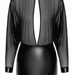 The Opium black mesh and wetlook two-piece, featuring a high-waisted skirt