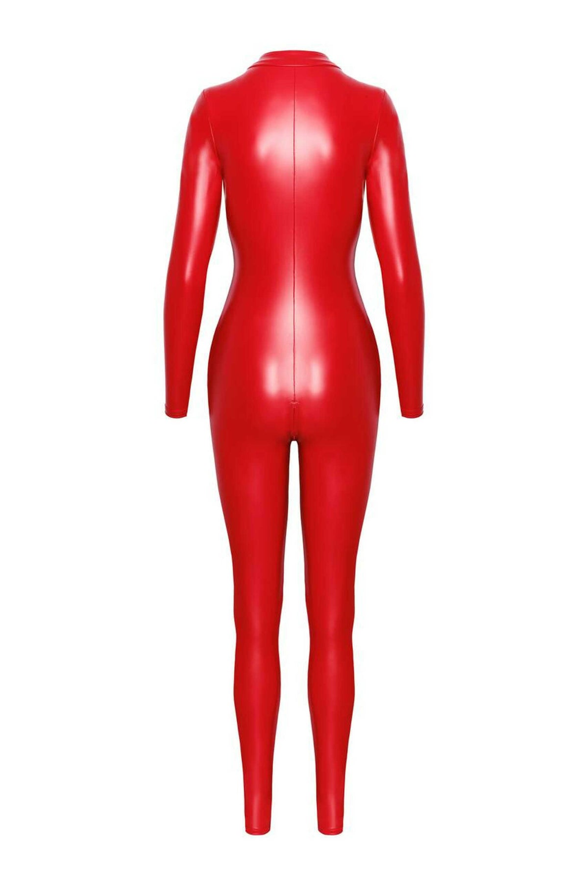 One more view of the Orgia red wetlook jumpsuit