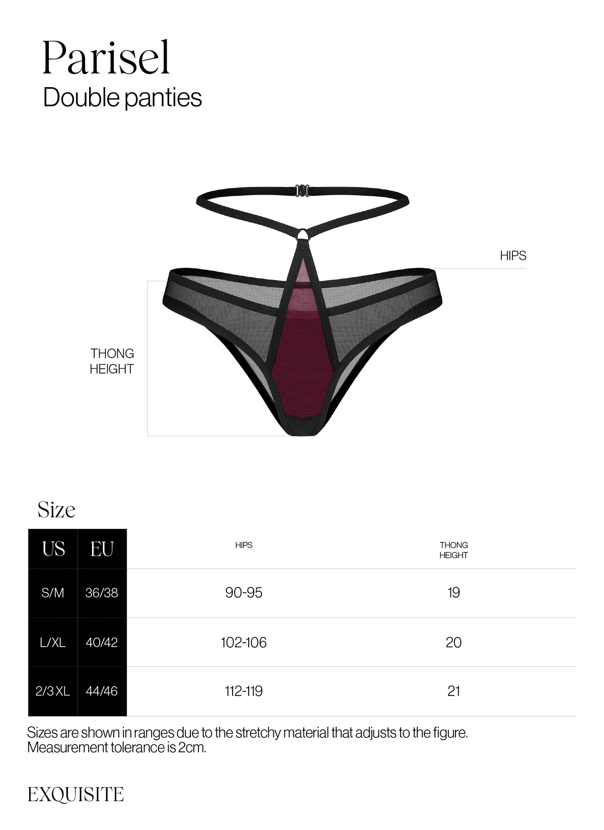 Additional view of the Parisel burgundy and black mesh double panties
