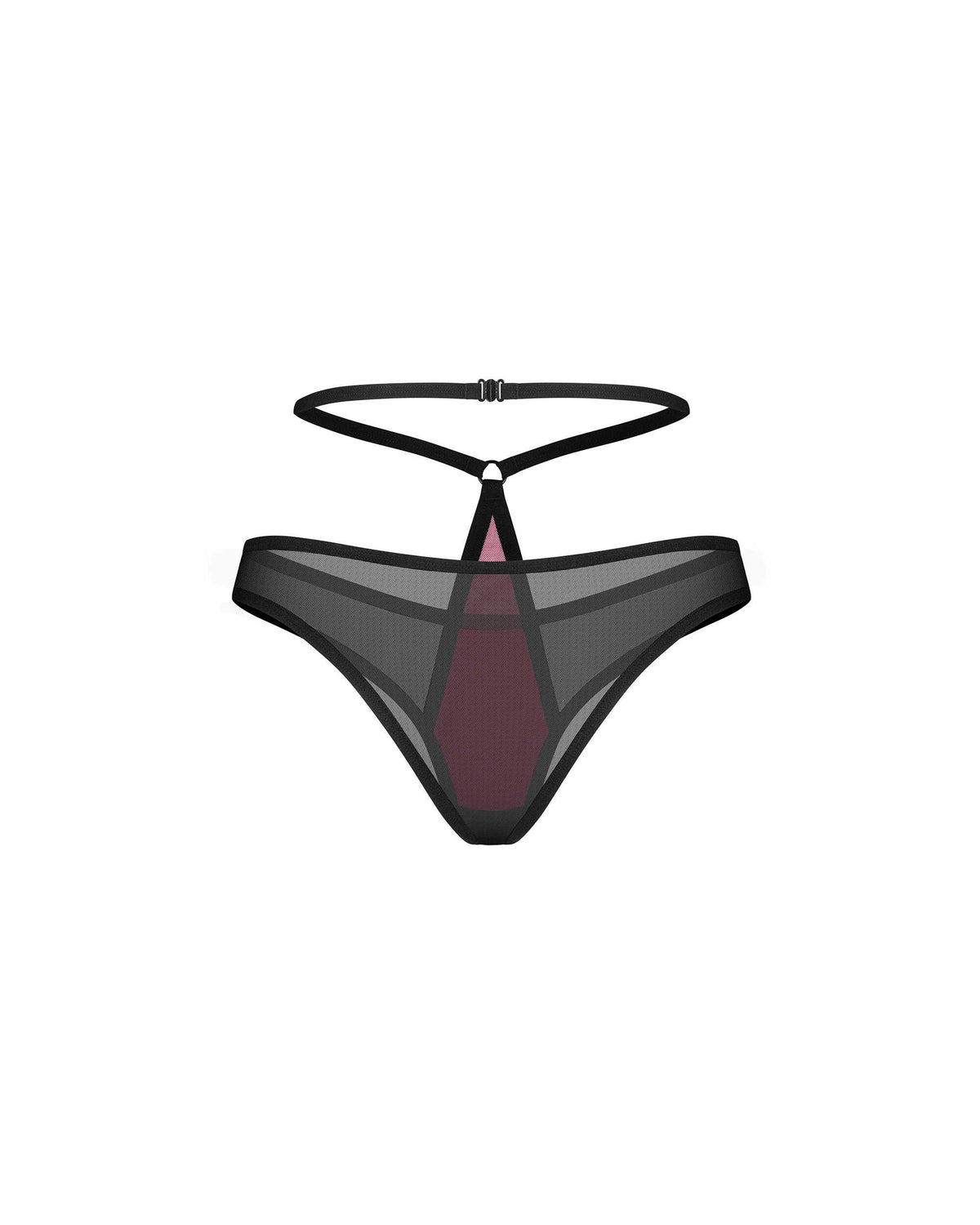 Parisel burgundy and black mesh double panties with an elegant back strap detail