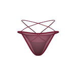 Parisel burgundy and black mesh mini panties with delicate crossing straps