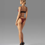 Parisel burgundy and black mesh mini panties featuring elegant hip detailing