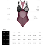 Additional view of the Parisel burgundy and black sheer high-cut teddy