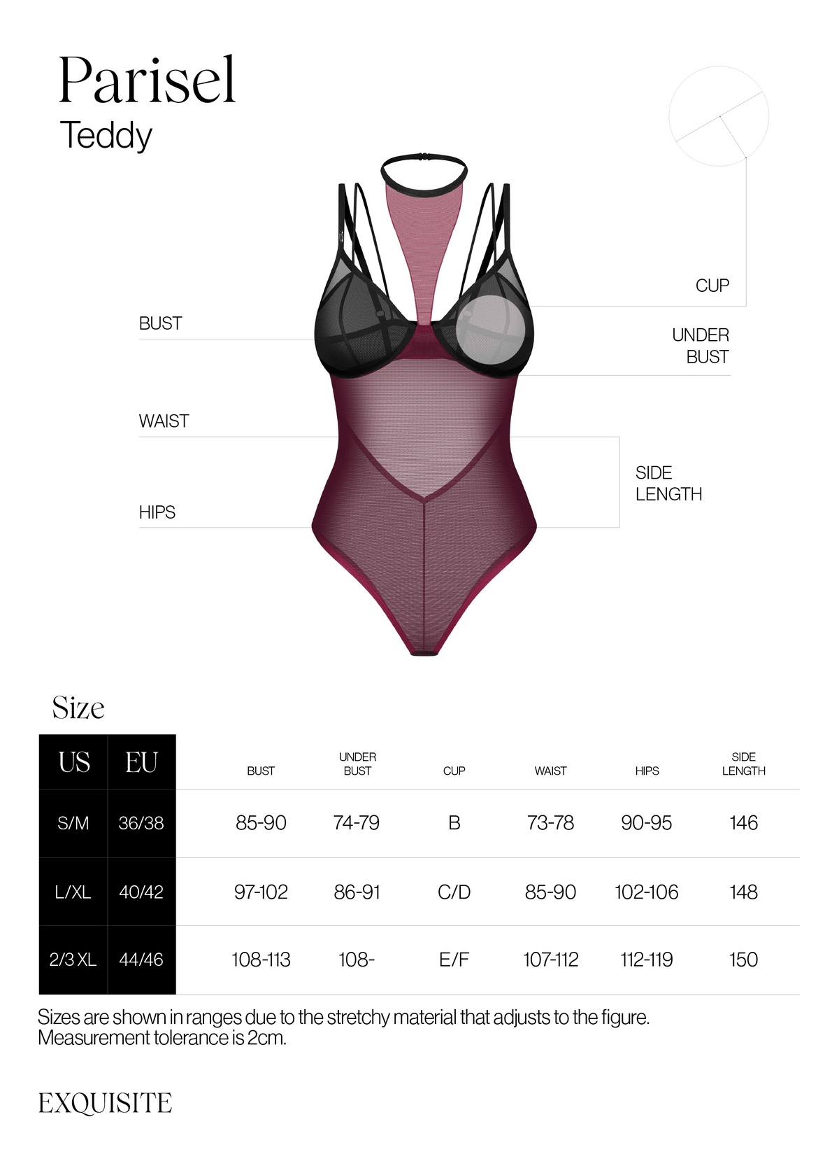 Additional view of the Parisel burgundy and black sheer high-cut teddy