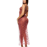Alternate view of the mauve lace patchwork nightgown