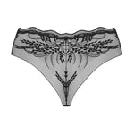 Perisia black classic-cut panties with a delicate plant pattern