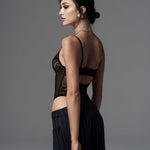 Alternate view of the Perisia black crotchless lace teddy
