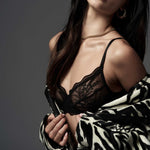 Alternate view of the Perisia black mesh and lace lingerie set