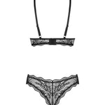 Perisia black mesh and lace lingerie set with underwired contour lace cups