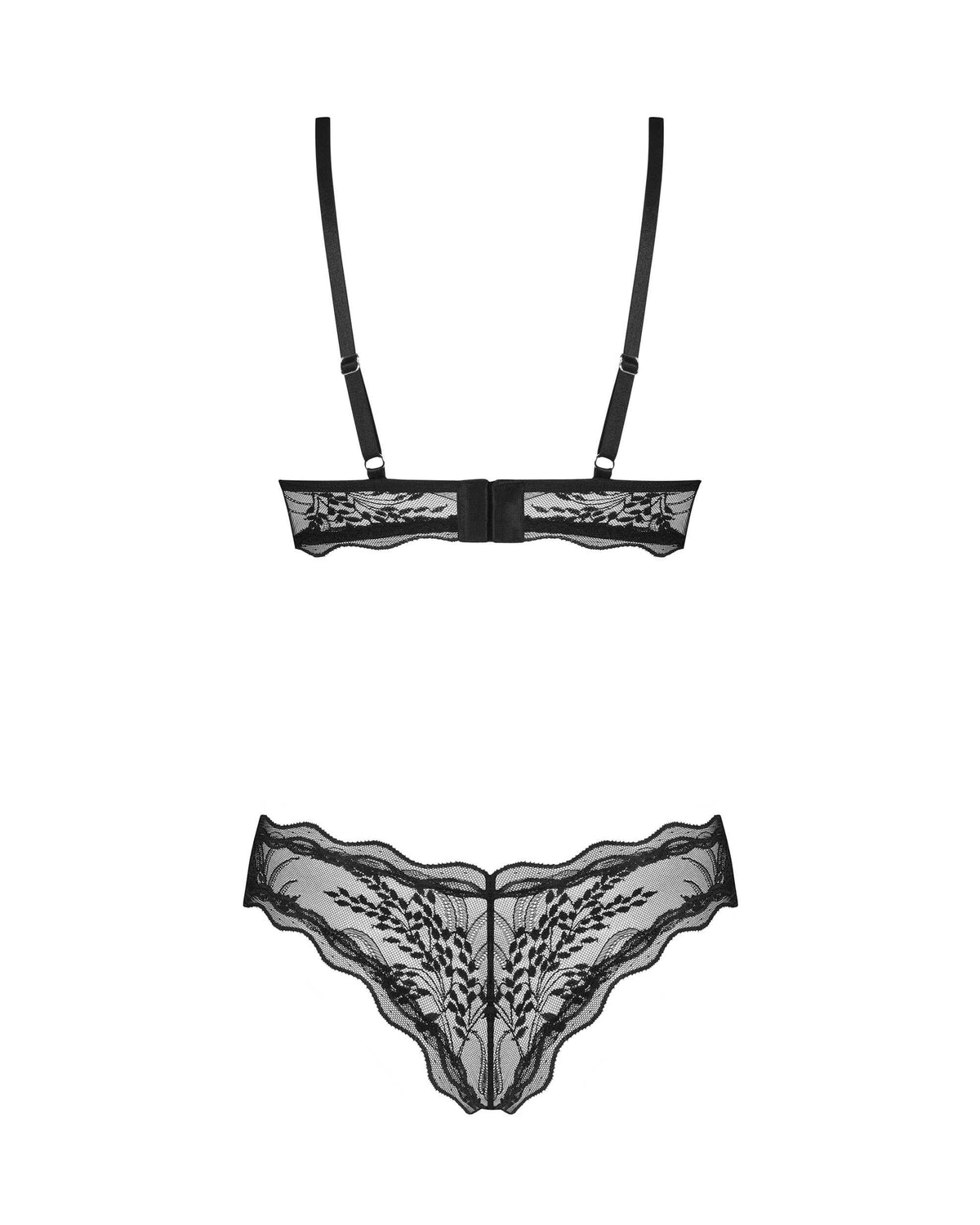 Perisia black mesh and lace lingerie set with underwired contour lace cups