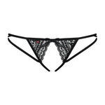 An additional view of the Picantina black open string thong