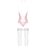 The pink bunny suit costume, featuring a bunny tail on the panties