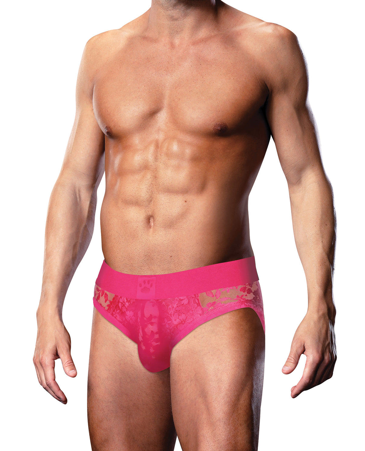 Alternate view of the pink lace open back men's brief