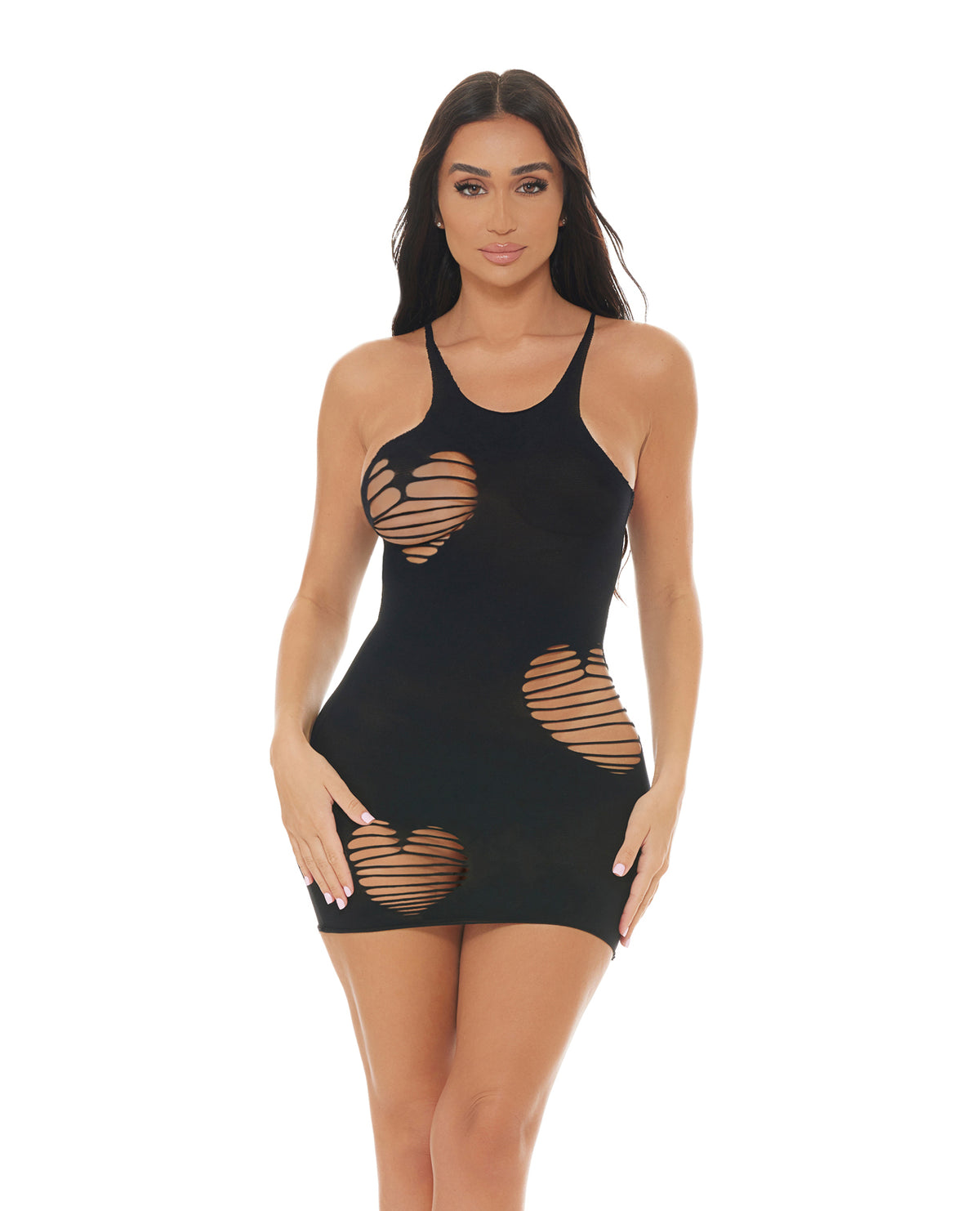 Heart Rate black bodystocking dress by Pink Lipstick