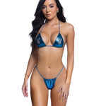 Bunny Shimmer blue metallic halter string bikini set by Playboy by Roma
