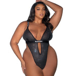 Plus size Disco Fever black rhinestone spandex teddy by Playboy by Roma