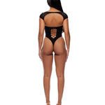 Plus size black seamless teddy bodystocking, alternate view
