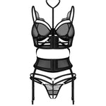 One more view of the Premisis black three-piece crotchless set
