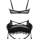 The Rafaella black wet-look lace lingerie set, seen from a different angle