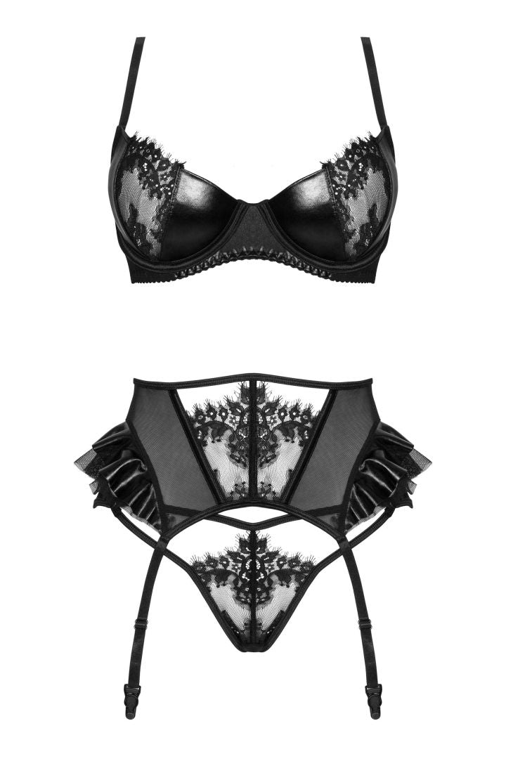 A further look at the Rafaella black wet-look lace lingerie set