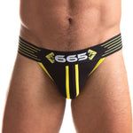 Yellow Rally cotton and spandex jockstrap with moisture-wicking premium cotton