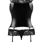 One more view of the Raven black wet-look and lace set