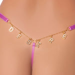 Alternate view of the pink eyelash lace charm G-string
