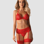 The red halter garter set seen from another angle