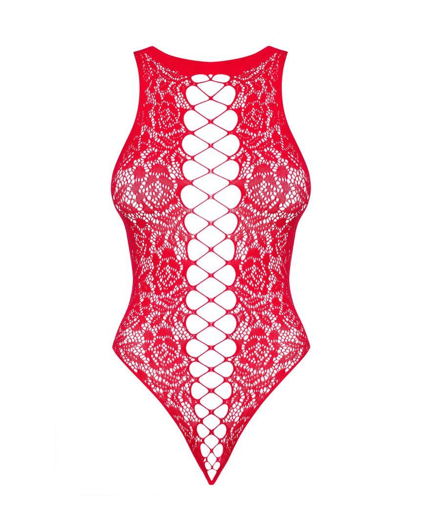 A further look at the red laced knit teddy