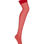 An additional view of the red lingerie stockings