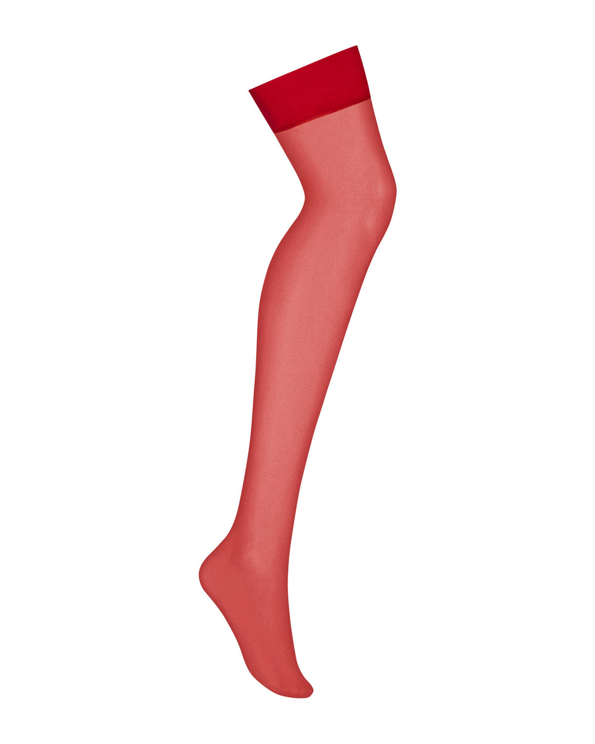 An additional view of the red lingerie stockings