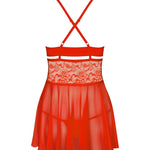 The red mesh babydoll seen from another angle