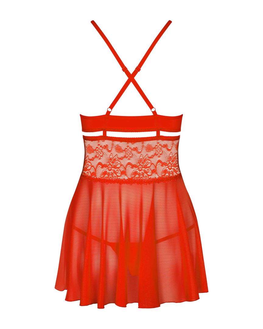 The red mesh babydoll seen from another angle