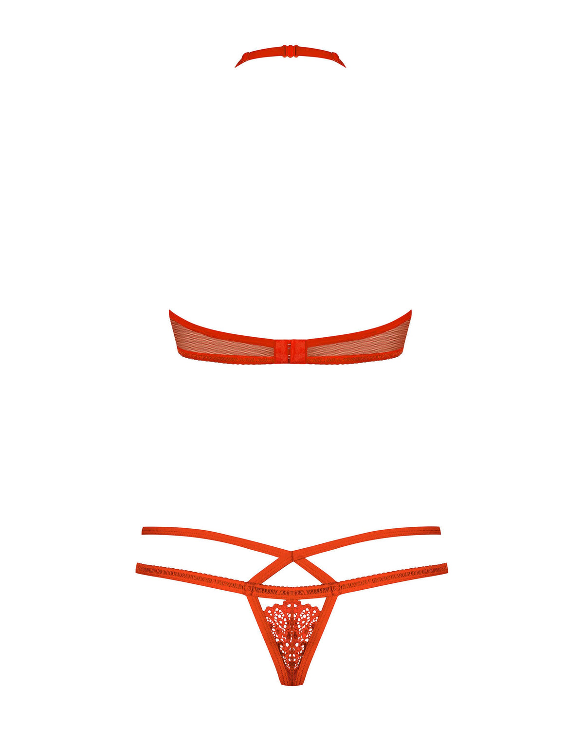 The red mesh bra set, featuring a matching lace thong