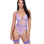 Butterfly Glow lavender glow-in-the-dark butterfly embroidered tulle teddy by Roma Confidential