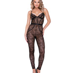 Chantilly black stretch lace sleeveless catsuit by Roma Confidential