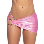 Pink metallic iridescent scrunched skirt with ring detail by Roma Confidential