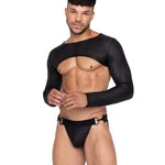 Master black perforated spandex crop top by Roma Confidential