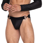 Master black perforated spandex jockstrap with contoured pouch by Roma Confidential