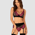 The Rosenty black floral mesh set, featuring a delicate floral pattern
