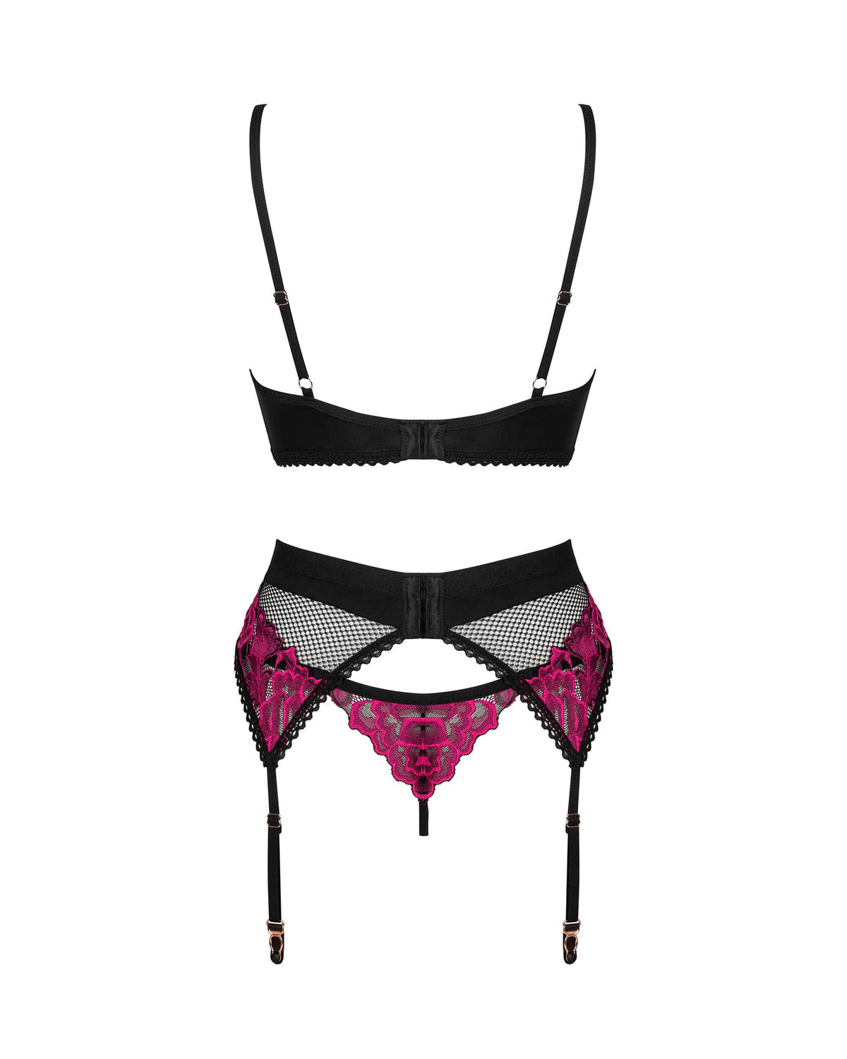 The Rosenty black floral mesh set, seen from a different angle