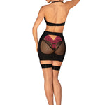 The Rosenty black mesh top and skirt set seen from another angle