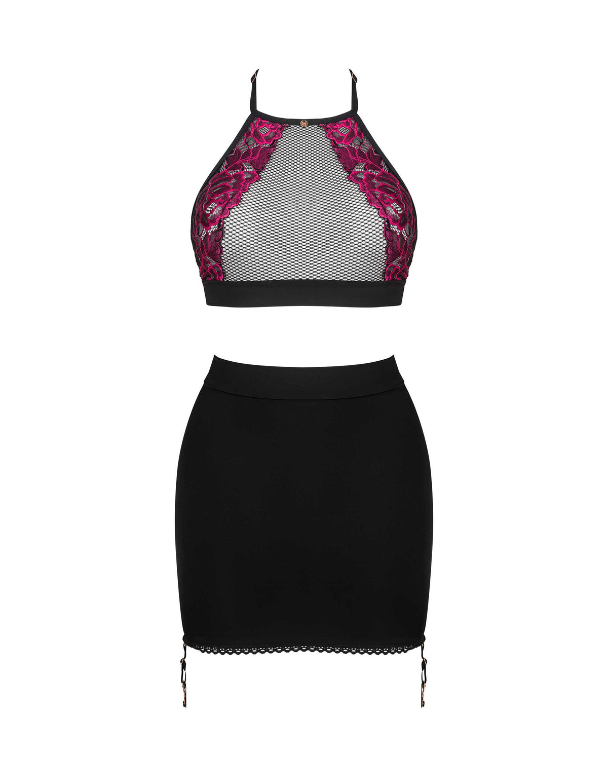 A further look at the Rosenty black mesh top and skirt set