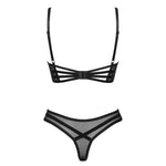 The Roxelia black mesh bra and thong set, seen from a different angle