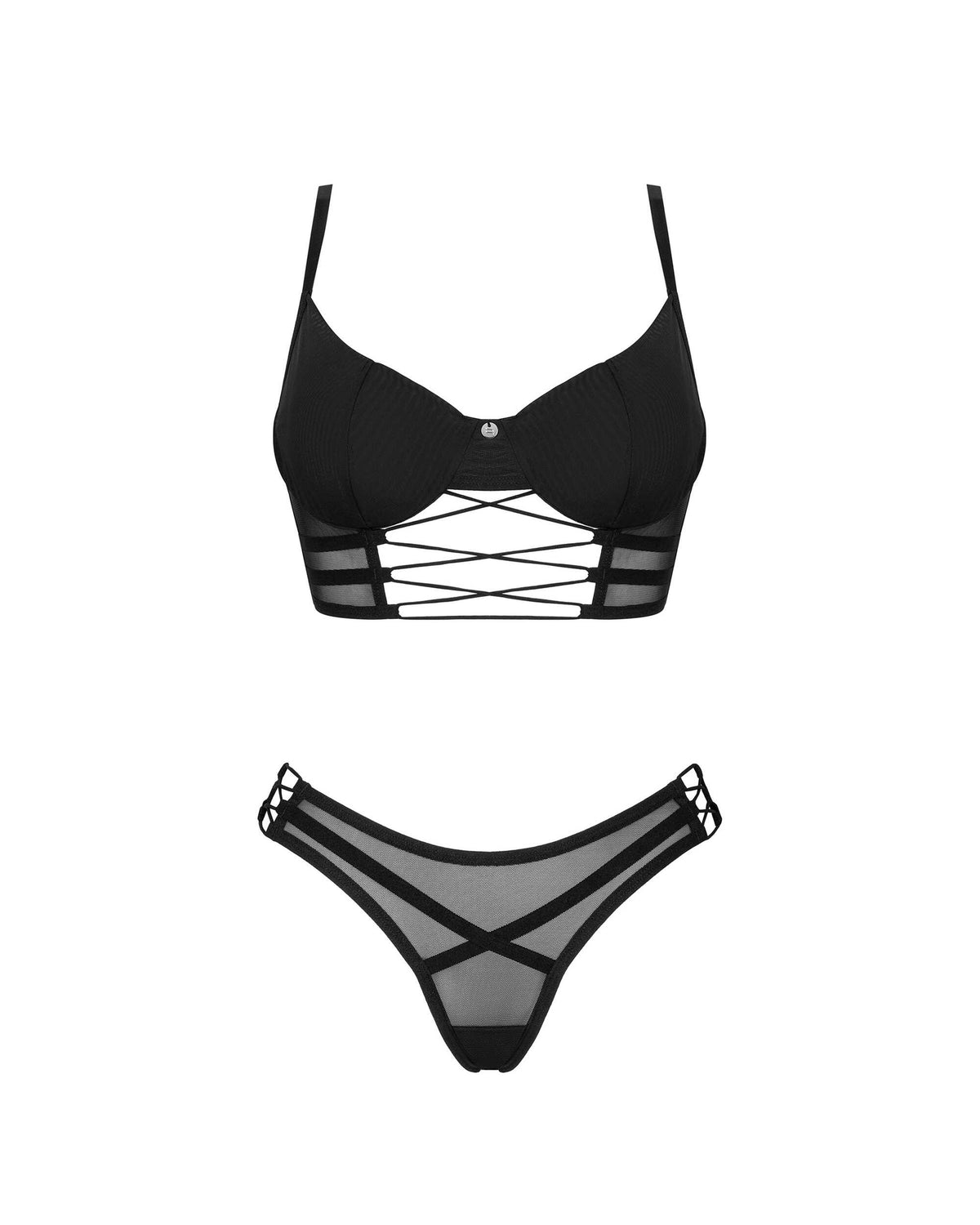 A further look at the Roxelia black mesh bra and thong set