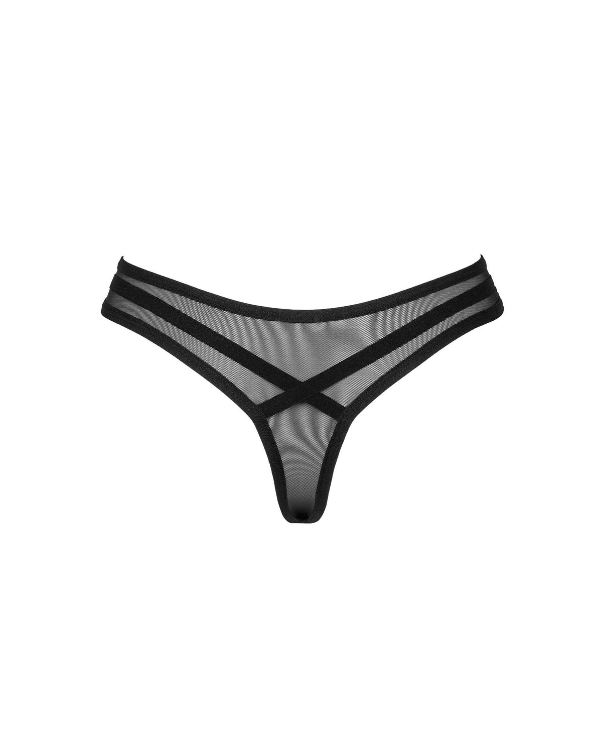 Yet another view of the Roxelia black strappy transparent thong