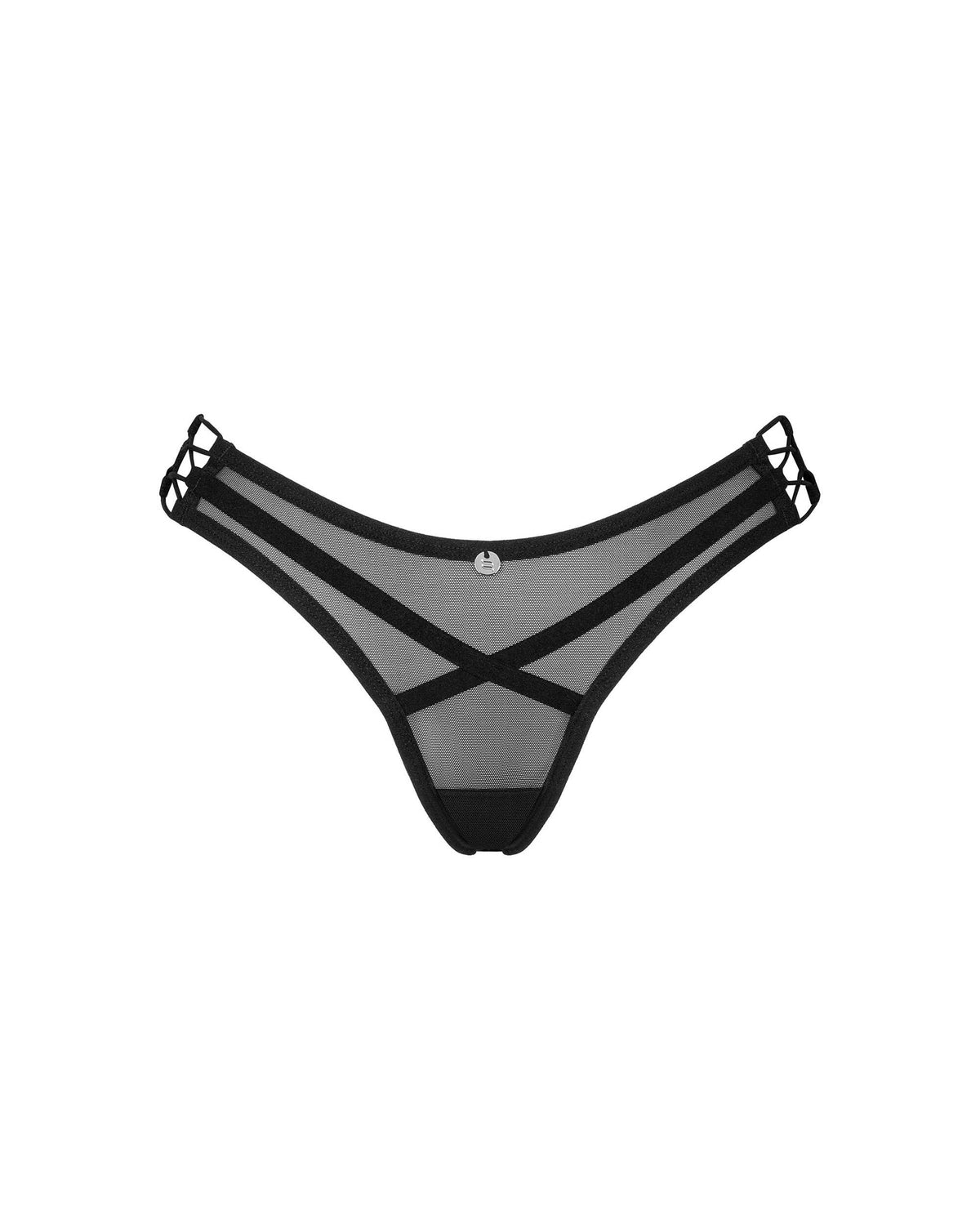 A different perspective on the Roxelia black strappy transparent thong