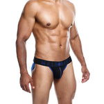 Alternate view of the royal blue neon stitch men's jockstrap