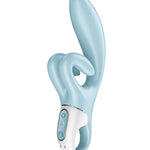 Touch Me blue three motor rabbit vibrator with split clitoral stimulator by Satisfyer