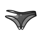 The Saturis black mesh crotchless thong seen from another angle